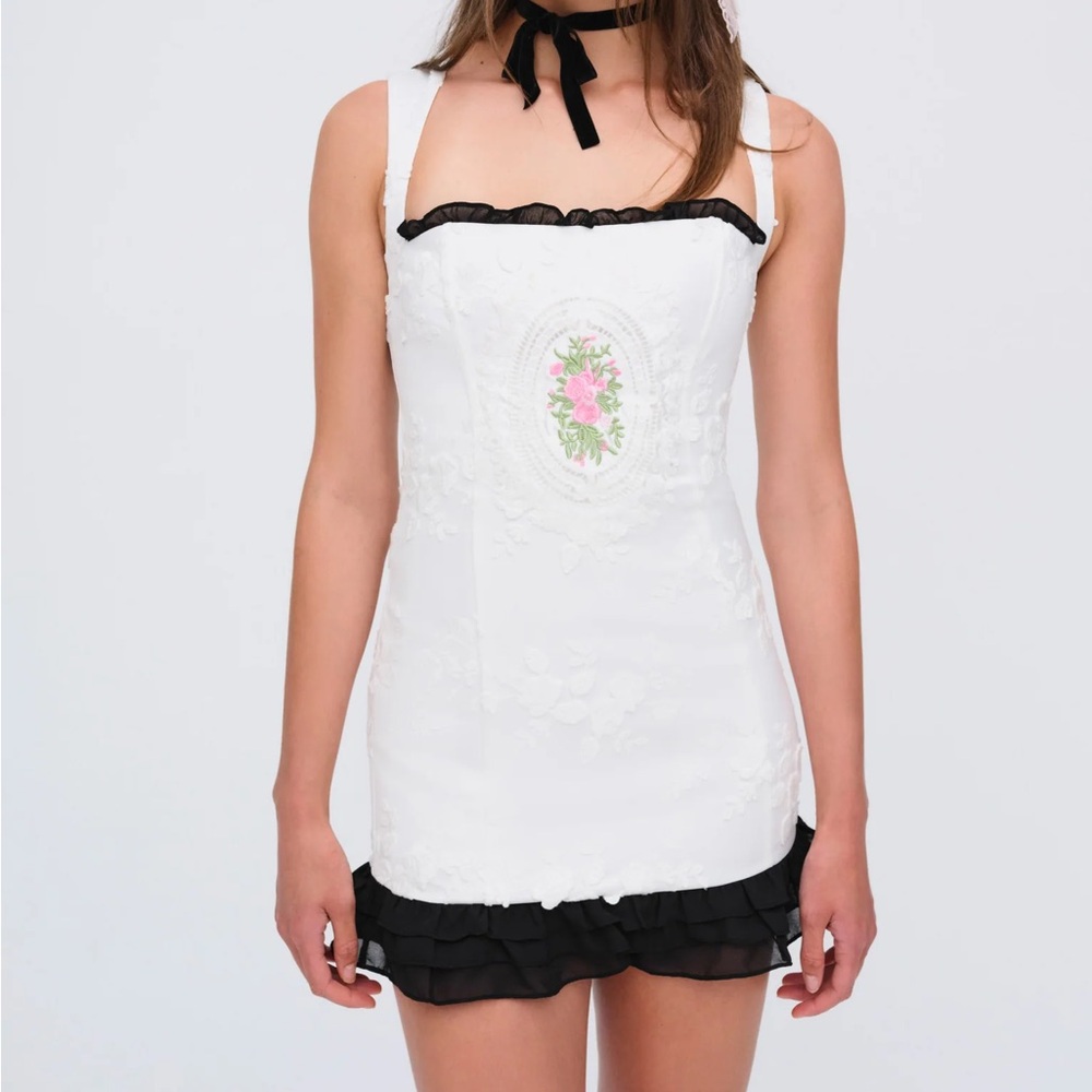 For Love And Lemons White Floral Embroidered Dress